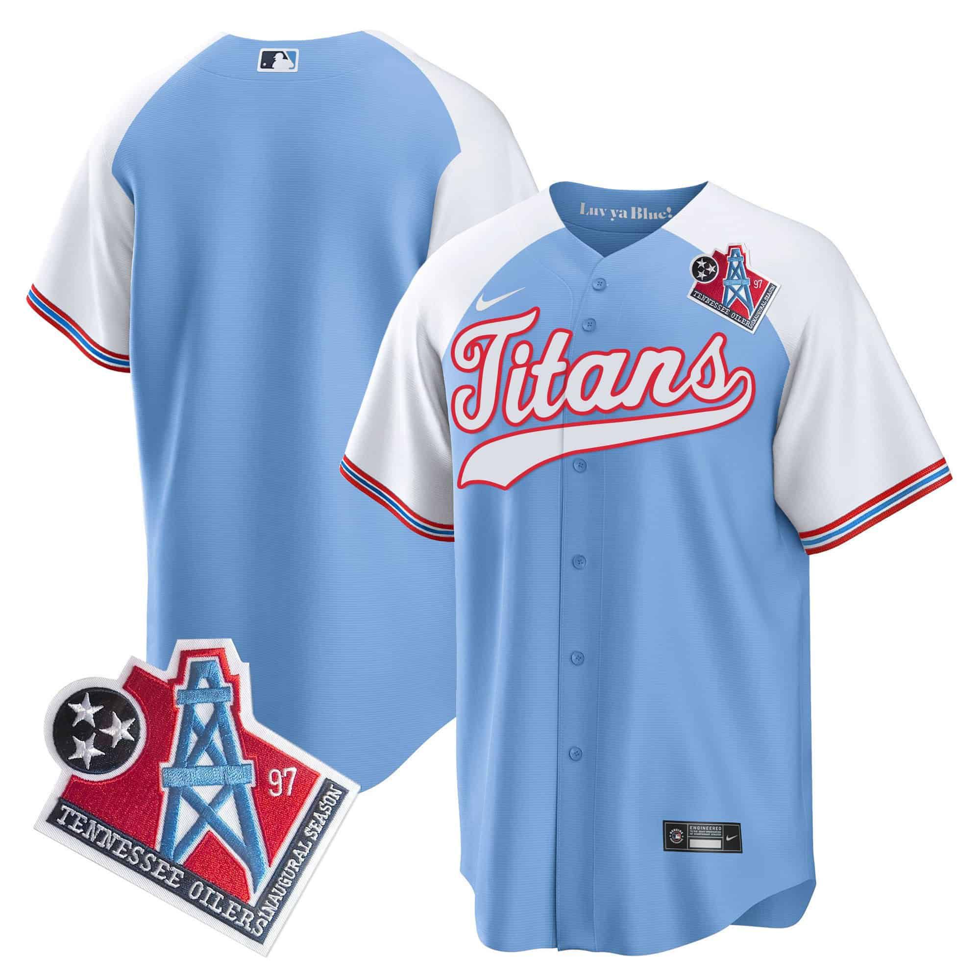 Men Tennessee Titans Blank Light Blue Nike 1997 Throwback Limited Cool Base NFL Jersey style 1